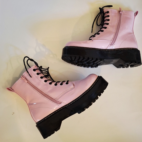 Steve Madden Pink Lace-Up Combat Boots - Picture 4 of 4
